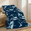 1pc shark print Throw Lightweight 240g Flannel Blanket Soft Skin-friendly for Summer Cooling