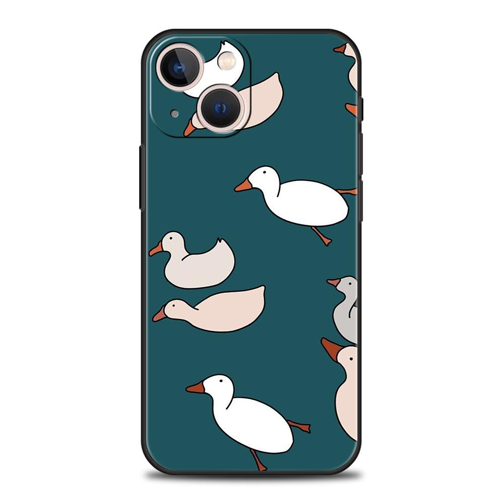 Cartoon Duck Goose Game Luxury Phone Case For iPhone 15 14 13 12 Mini 11 Pro Max XS X XR SE 7 8 Plus Soft Silicone Black Cover