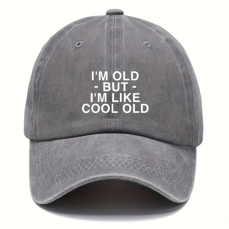 1 Унисекс Бейсболка в стиле Y2K с принтом IM OLDBUTIM LIKE COOL OLD, выцветшая, для улицы, спортивная, защита от солнца