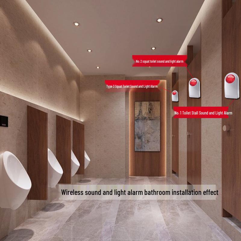 Elderly Emergency Wireless Sound & Light Alarm for Accessible Public Toilets