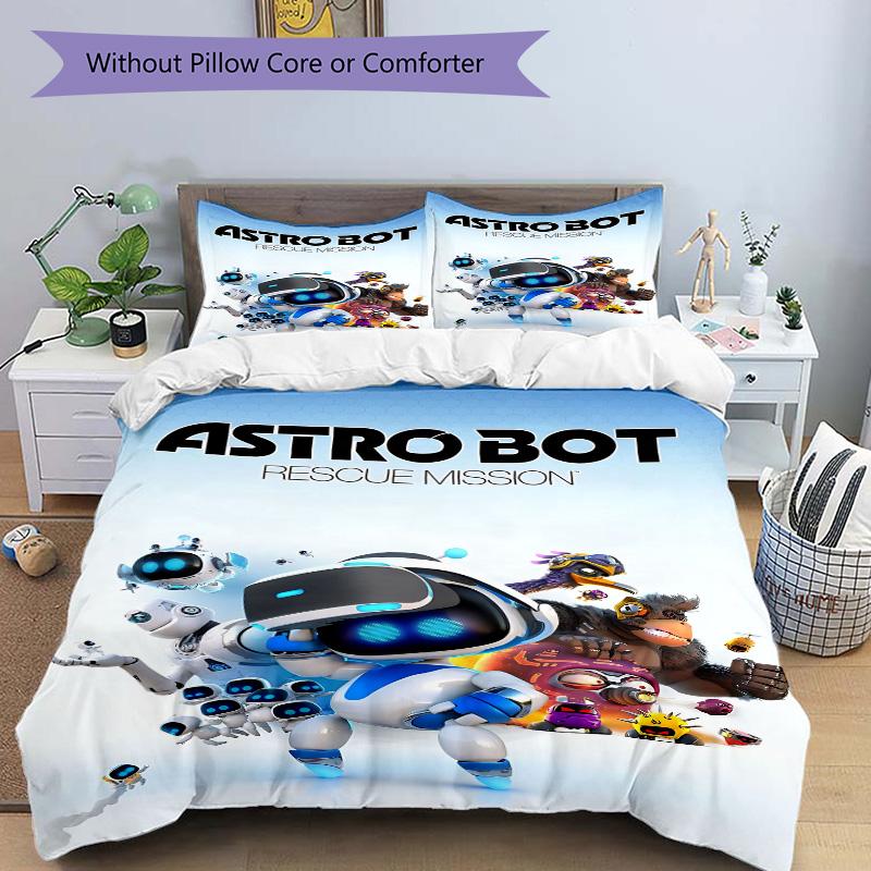 Astro Bot Rescue Mission Print 3Pcs Bedding Setduvet Cover With 2 Bedropillowcase Home Birthday Gift