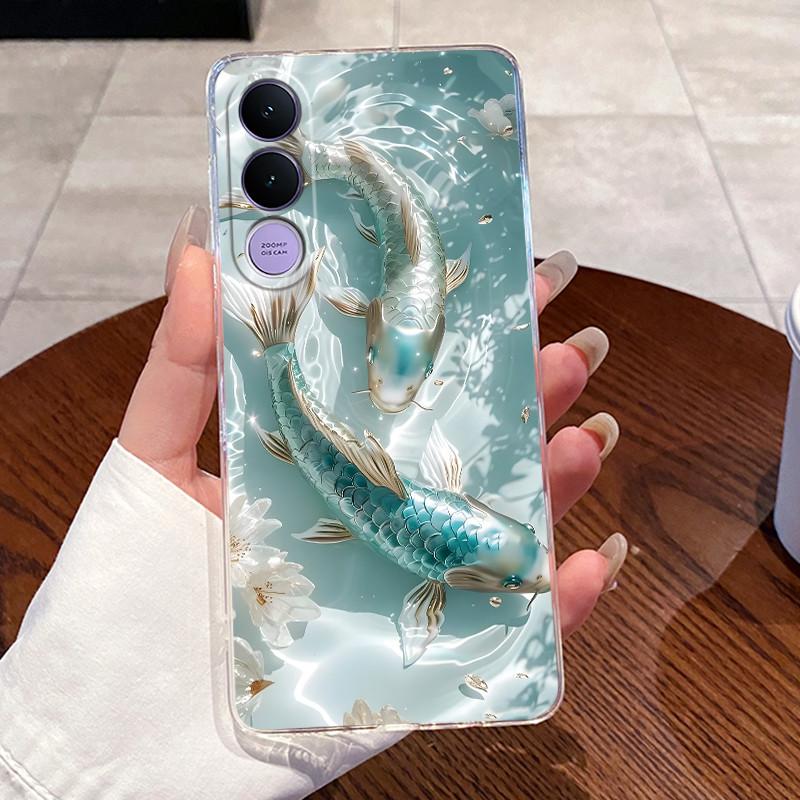 Для Vivo V70 FE 5G Чехол V2550 Прозрачный Роскошный Милый Сердце Любви Кролик Забавный Мягкий Силиконовый ТПУ Чехол для Телефона Для Vivo V70FE Задняя Крышка