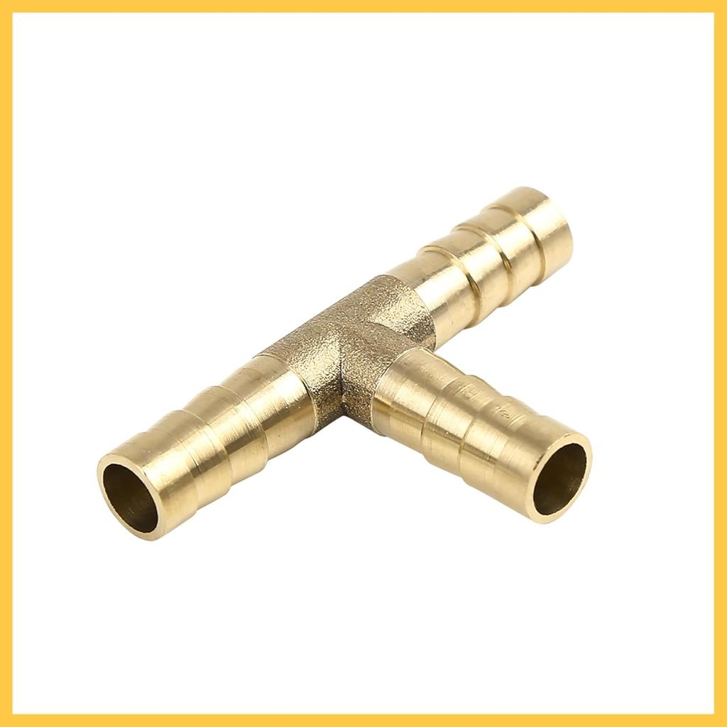 8mm Hose Barb Brass 3 Way Tee Connector Adaptor for Air Water Gas Oil Pipe 5pcs Auto Replacement Parts