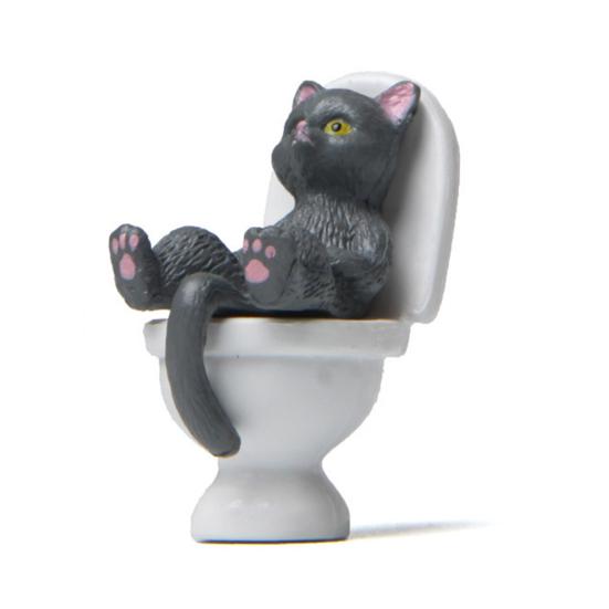 Мини Модель Кошки Высокая Симуляция Живое Выражение Декоративные Аксессуары Туалет Миниатюрная Кошка Модель Животного Игрушка для Детей