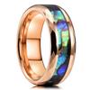 Fashion 8MM Rose Gold Color Stainless Steel Rings For Men Women Colorful Abalone Shell Inlaid Men Rings Wedding Party Jewelry