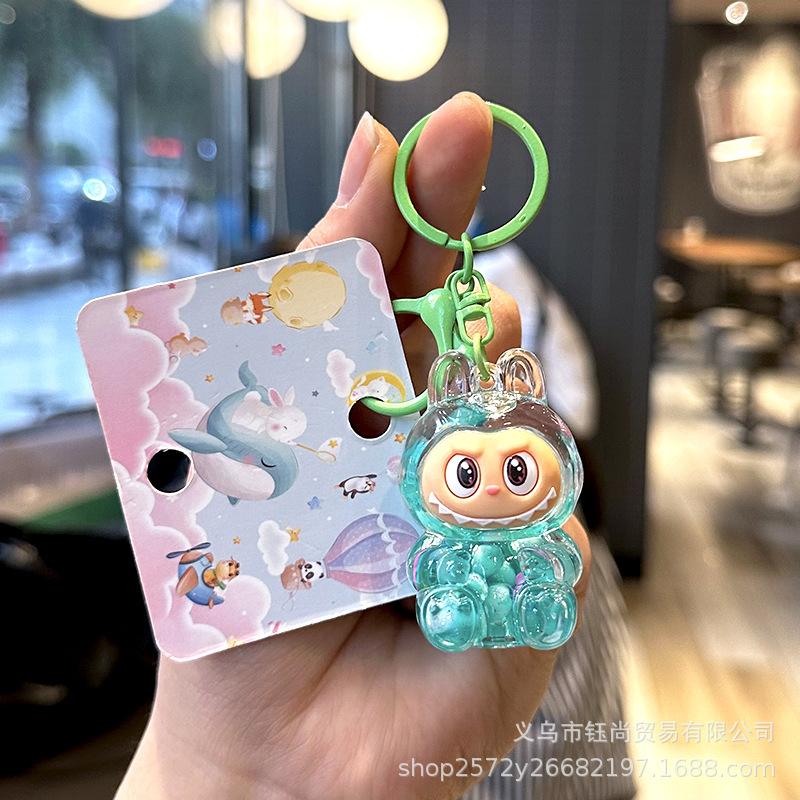 Пропитанная маслом цветная ткань с бусинами Лабубу, Чехол для телефона, Цепочка из бусин, Кукла, Школьный рюкзак, Бутылочка с песком, Маленький кулон в подарок