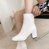 2024 New Square Head Women's Boots Side Zipper Single Boot English Chunky Heel Ankle Boots Women