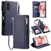 015 Style For iPhone 16 Plus Case Scratch-Resistant Leather Wallet Phone Cover with Straps