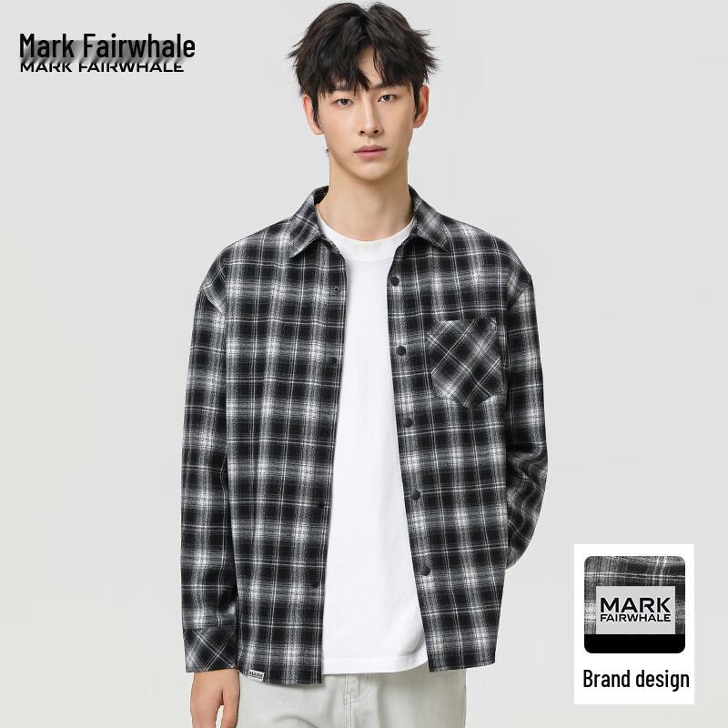 Mark Fairwhale Мужская американская фланелевая клетчатая рубашка с длинным рукавом