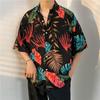Short-sleeved floral shirt for men, loose beach vacation style top, unisex couple's short-sleeved shirt