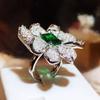 European and N Minority Design Petal Flower Full Diamond Ring Opening Index Ring Ring Personality Temperament