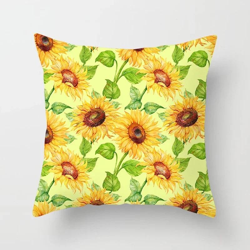 Office Living Room Home Pillowcase Sunflower Print Pattern Pillowcase Car Ornaments