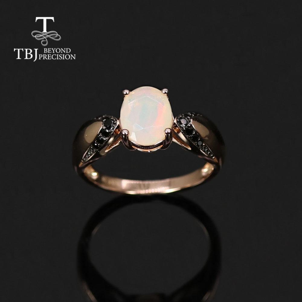 Natural Opal Ring Earrings Jewelry Set 925 Sterling Silver Simple Fashion Design for Women Anniversary Gift