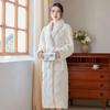 Checkered Jacquard Unisex Long Nightgown Cardigan Bathrobe - Cozy Cotton Velvet for Autumn/Winter