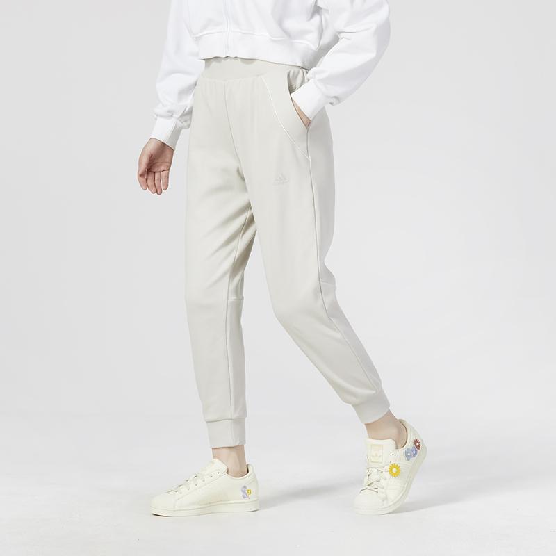 Adidas Однотонные джоггеры с принтом логотипа женские белые HZ3002