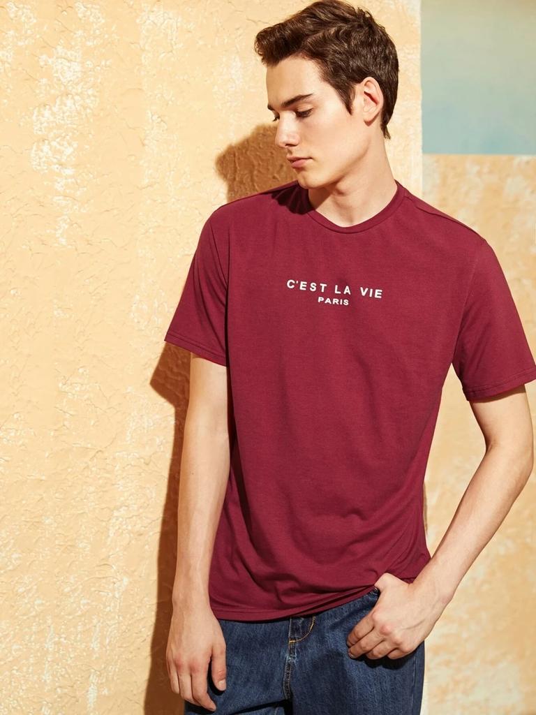 C'Est La Vie Paris Смешная графическая надпись Мужская футболка Хлопковые повседневные футболки Harajuku Футболка большого размера Свободная дышащая футболка Одежда