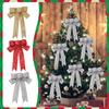 6pcs Set Of 23cm Golden Scallion Powder Lock Edge Bow Christmas Decoration Christmas Tree Decoration Pendant Christmas Bow