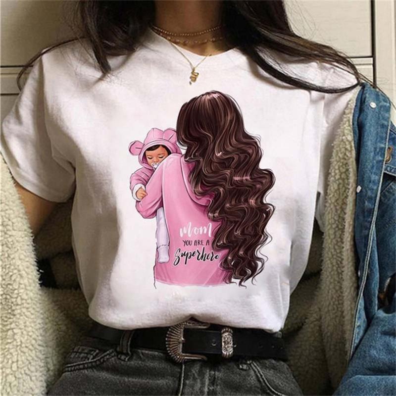 Spring Summer New Mother's Day Theme Large Size Women's Simple Cartoon Casual T-shirt Women Oversized T Shirt Tops
