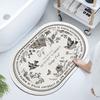 French Retro Oval Diatomaceous Mud Upholstered Toilet Bathroom Absorbent Mat Non-slip Foot Mat Quick Drying Door Mat