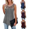 Women Sleeveless Leopard Active Tank Tops Ruffle Loose Tunic Blouse Shirt Vest