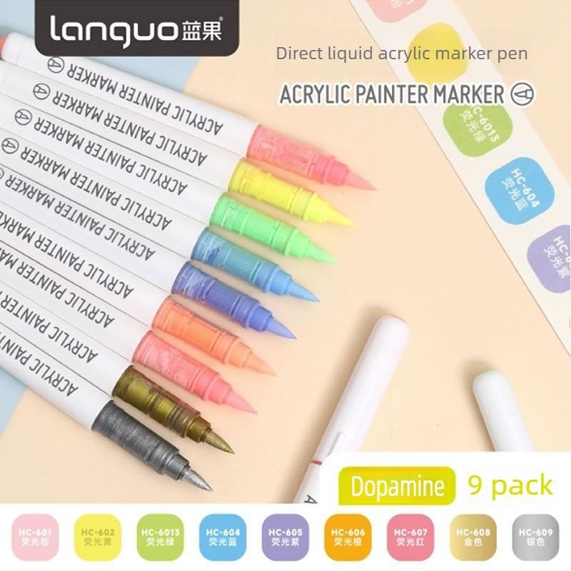 LANGUO 288/9 Цветов Прямой Жидкий Акриловый Маркер Мягкая Кисть Краска Ручка Для Манги Граффити Поделок Школьные Принадлежности Для Искусства Канцелярские Товары