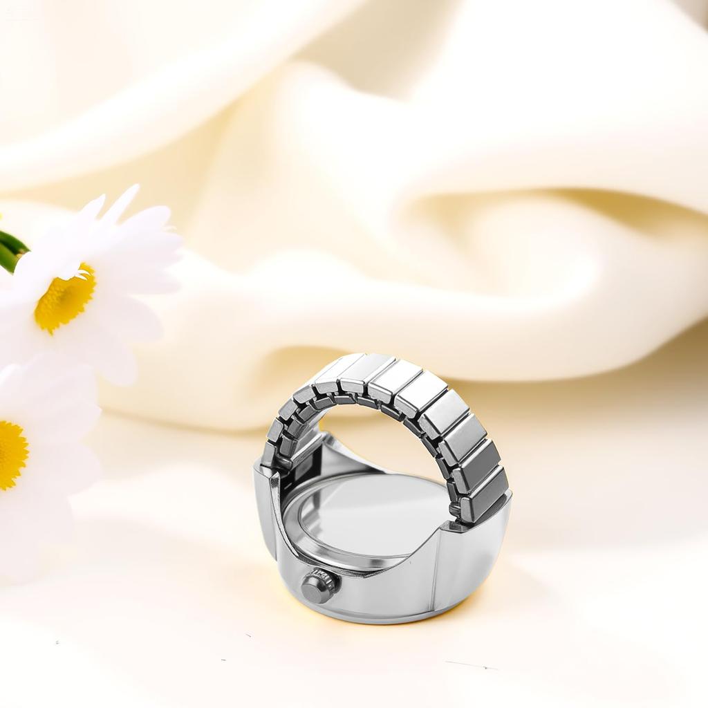 Простые и стильные аналоговые кольцо-часы: Нержавеющая сталь, Один размер подходит большинству, Кварцевый механизм, Модный аксессуар - Идеальный подарок на дни рождения,