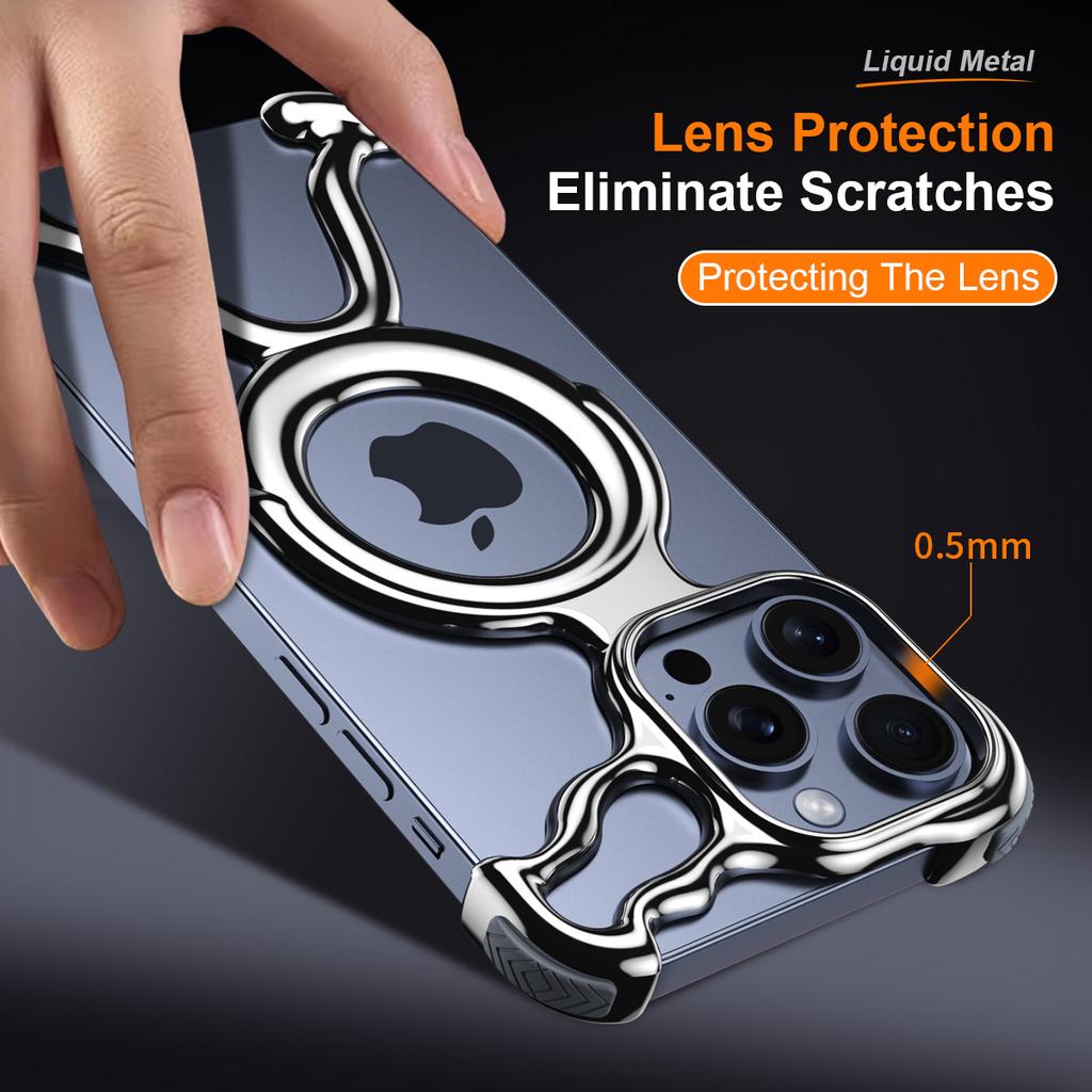 Роскошный чехол для мобильного телефона с магнитным жидким металлическим покрытием для iPhone 14 13 15 Pro Max, противоударный чехол с полым рассеивающим корпусом