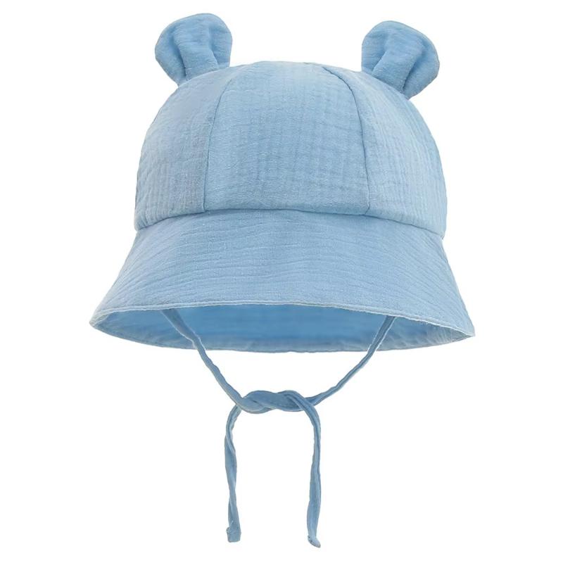 Baby Sun Hat With Ears Cute Bunny Newborn Boys Girls Bucket Hat Summer Kids Toddler Panama Cap 0 to 12 Months Soft Cotton