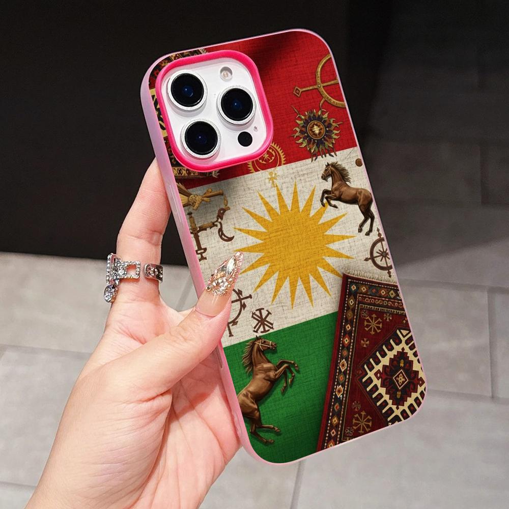 Kurdistan Flag Jelly Double layer Rose Red Mobile Phone Case for iPhone 17 16 15 14 13 12 11 Air Pro Max Plus Protective