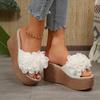 Elegant Floral Embellished Wedge Sandals for Women