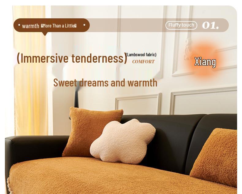 Нескользящий чехол на диван из шерсти ягненка: Толстая, цельная подушка для осени и зимы