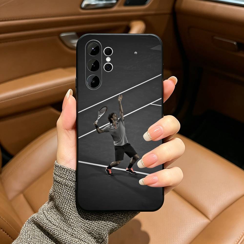 Roger Federer Tennis Legend Black Soft Silicone Phone Case for Samsung Ultra S25, S24, S21, S22, S23, S30, Plus, FE, Lite