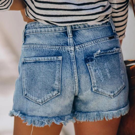 Yousheng Women's High Waisted Jean Shorts Casual Ripped Distressed Denim Shorts with Pockets Summer Hot Short Jeans for Daily Beach Club