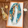 Silk Scarf Women's Spring, Autumn and Summer New Fashion Neck Protection Decoration Long Necklace Type Magnetic Buckle Scarf Small Scarf
