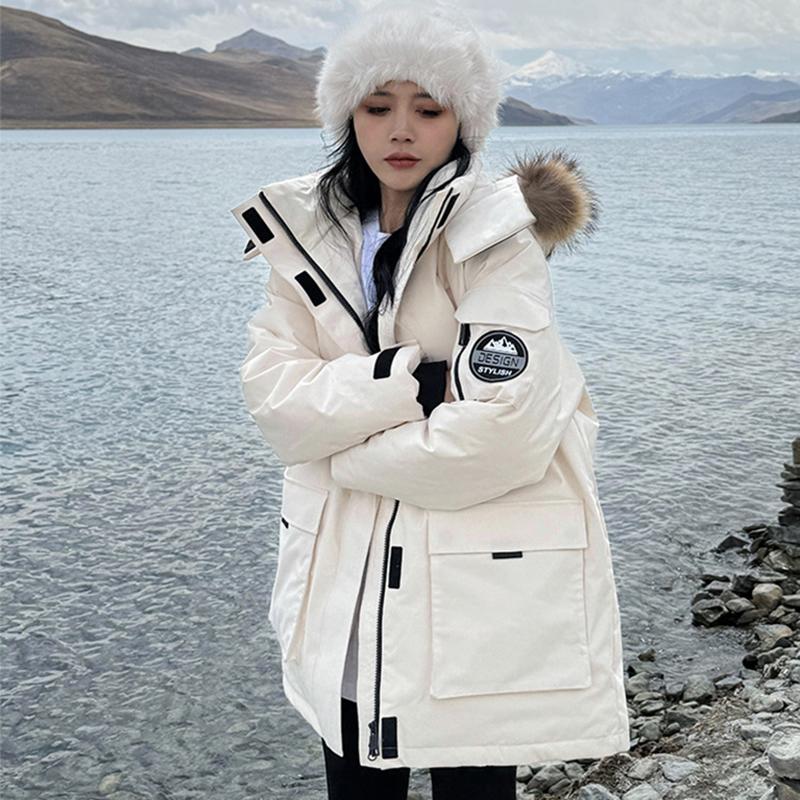 Осенняя и зимняя рабочая одежда с меховым воротником, куртка Parker Down Cotton, куртка American Fashion Cotton, теплая куртка средней и длинной длины, повседневная верхняя одежда из хлопка