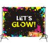 Фотофон «Let's Glow» с брызгами Красочная вечеринка Декорации Реквизит для фотобудки Студийный реквизит Виниловый черный фон 7x5 футов