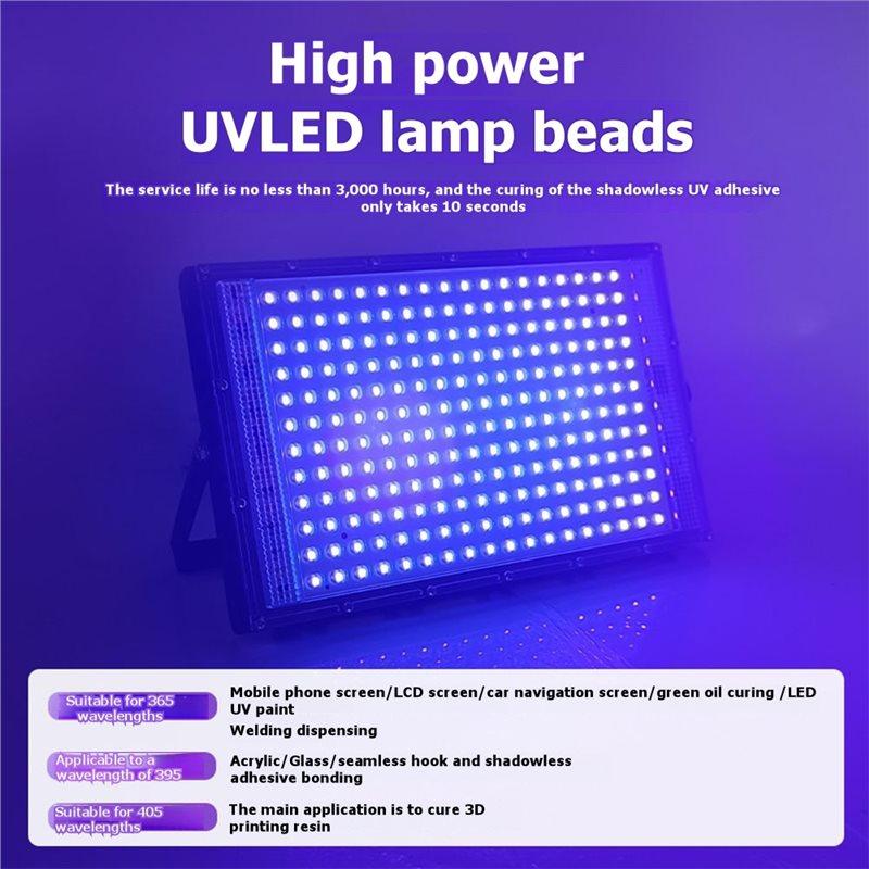 A25F-Adjustable Stand LED For UV Light 200W-395Nm Blue-Light Floodlight For UV Adhesive Curing Party Stage Light EU Plug