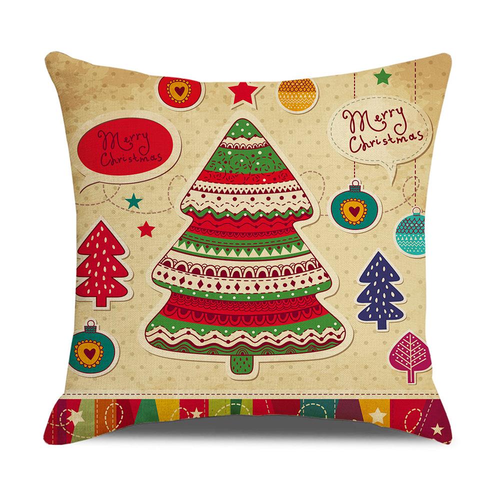 New Sofa Pillow Cover Santa Claus Cartoon Print Holiday Gift Home Soft Furnishing