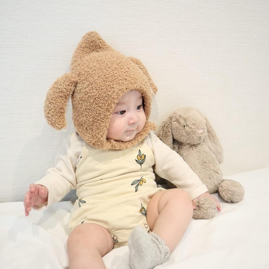 Детская вязаная шапочка для новорожденных с собачьими ушками, милая теплая защита от холода для детей, мальчиков и девочек [SLINX] (коричневый)