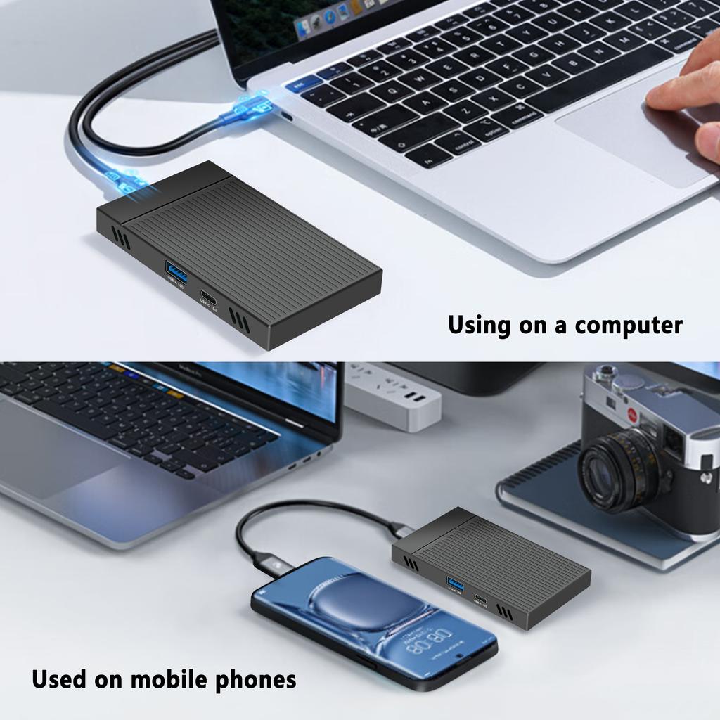 Док-станция для M.2 SSD USB3.2 Gen2 10 Гбит/с Корпус из алюминиевого сплава Двойной NVMe Plug and Play для PCIe M Key 2230 2242 2260 2280