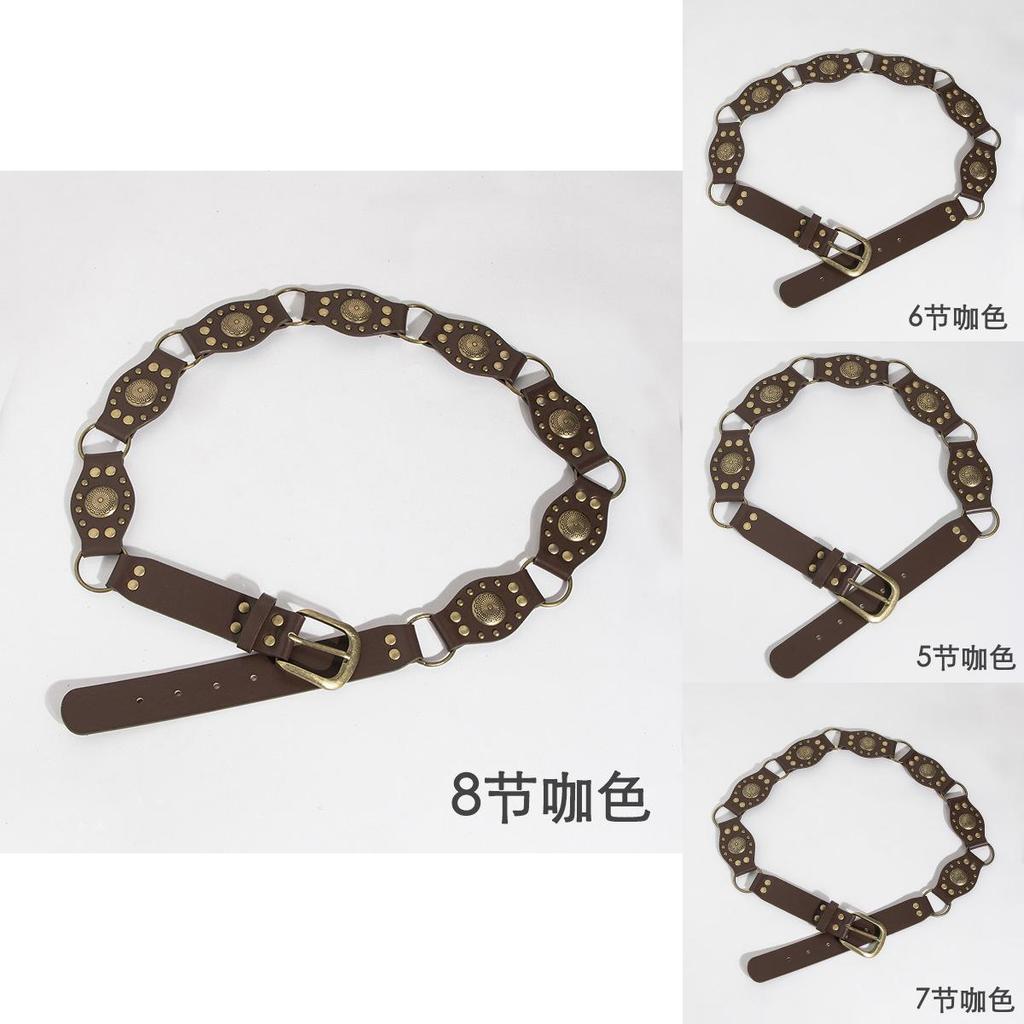 Artistic Vintage Faux Leather Belt With Irregular Design And Metal Buckle For Womens Casual Wear