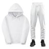 Unisex Autumn Plus Velvet Fleece  Tracksuit Hoodies Casual Solid Color Thick Pullover and Long Pant 2-piece Set Men Women Jogger Sports Suit