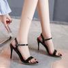 Fashion Summer Women's Heel Sandals Fashion Solid Peep Toe Ankle Buckle Shoes for Women Sexy 10cm Stiletto High-heeled Elegant Sandalias