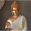 Новая статуя сидящего Будды для декора дома и офиса, статуя идола из мраморной пыли из смолы 15 дюймов