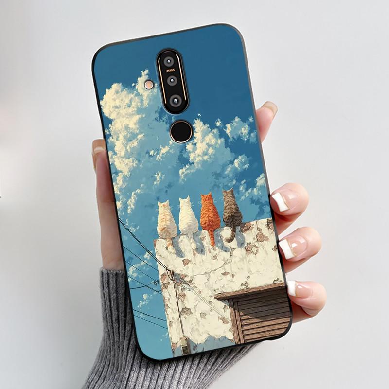 Чехол для телефона Nokia 8.1 Plus / Nokia X71, Чехол для телефона, Узор «Обширные луга с красивыми полевыми цветами», Мягкий черный чехол, Защита от царапин