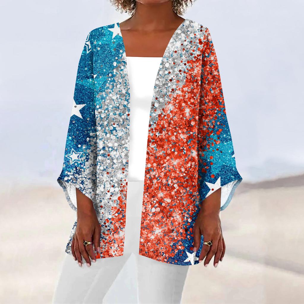 Женская повседневная модная легкая куртка средней длины с принтом, кардиган