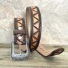 1.5" Wide Western Leather Belt Cowboy Rodeo Casual Leather Belt Floral Embossed, Size 28" To 40"