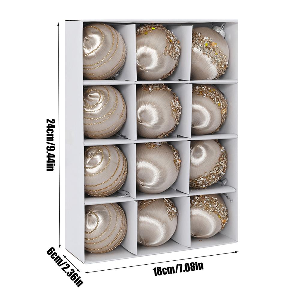 Флокированные елочные шары, бархатные шары, елочные шары, 12 штук, элегантные мягкие елочные шары для Рождества