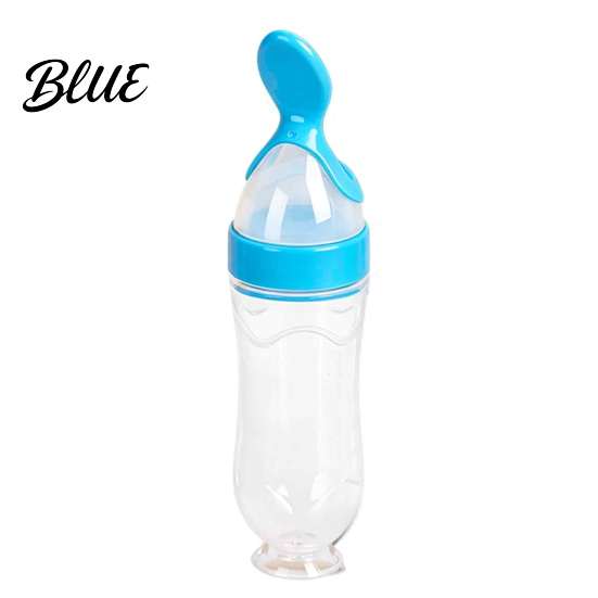 Dispensing Spoon Baby Silicone Squeeze Spoon Single-handed Rice Cereal Bottle with Infant Complementary Food Feeder Flow Control Easy Clean