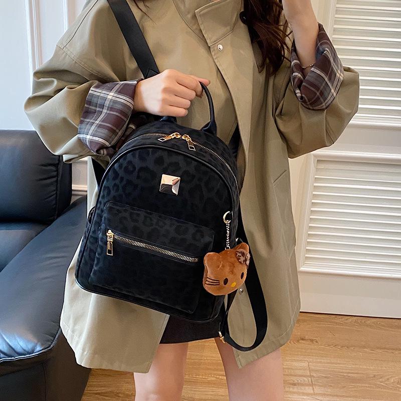 Трендовый женский рюкзак для通勤 с леопардовым принтом - Европейский и американский ретро нишевый школьный рюкзак